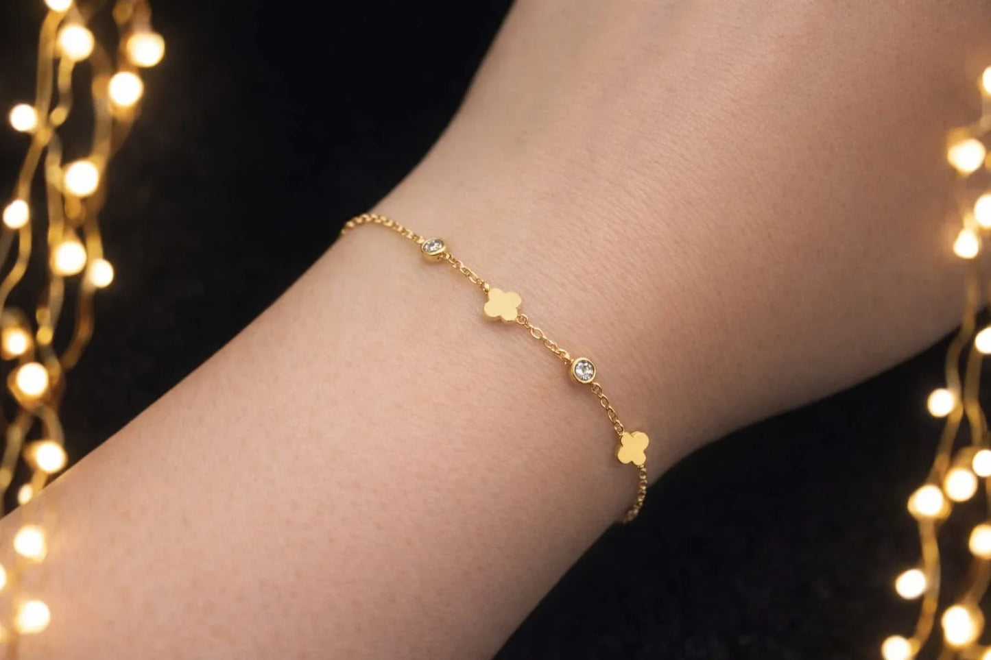 Clover Crystal Gold Bracelet