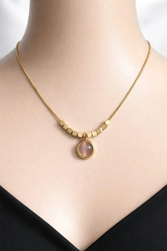 Golden Blush Stone Pendant Necklace
