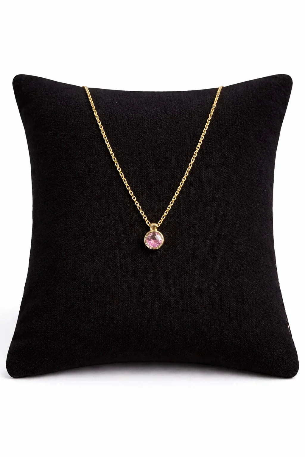 Pink Solitaire Gold Pendant Necklace