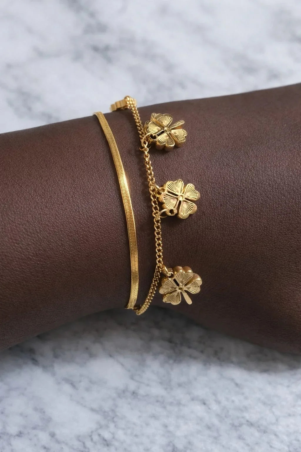 Golden Clover Charm Bracelet