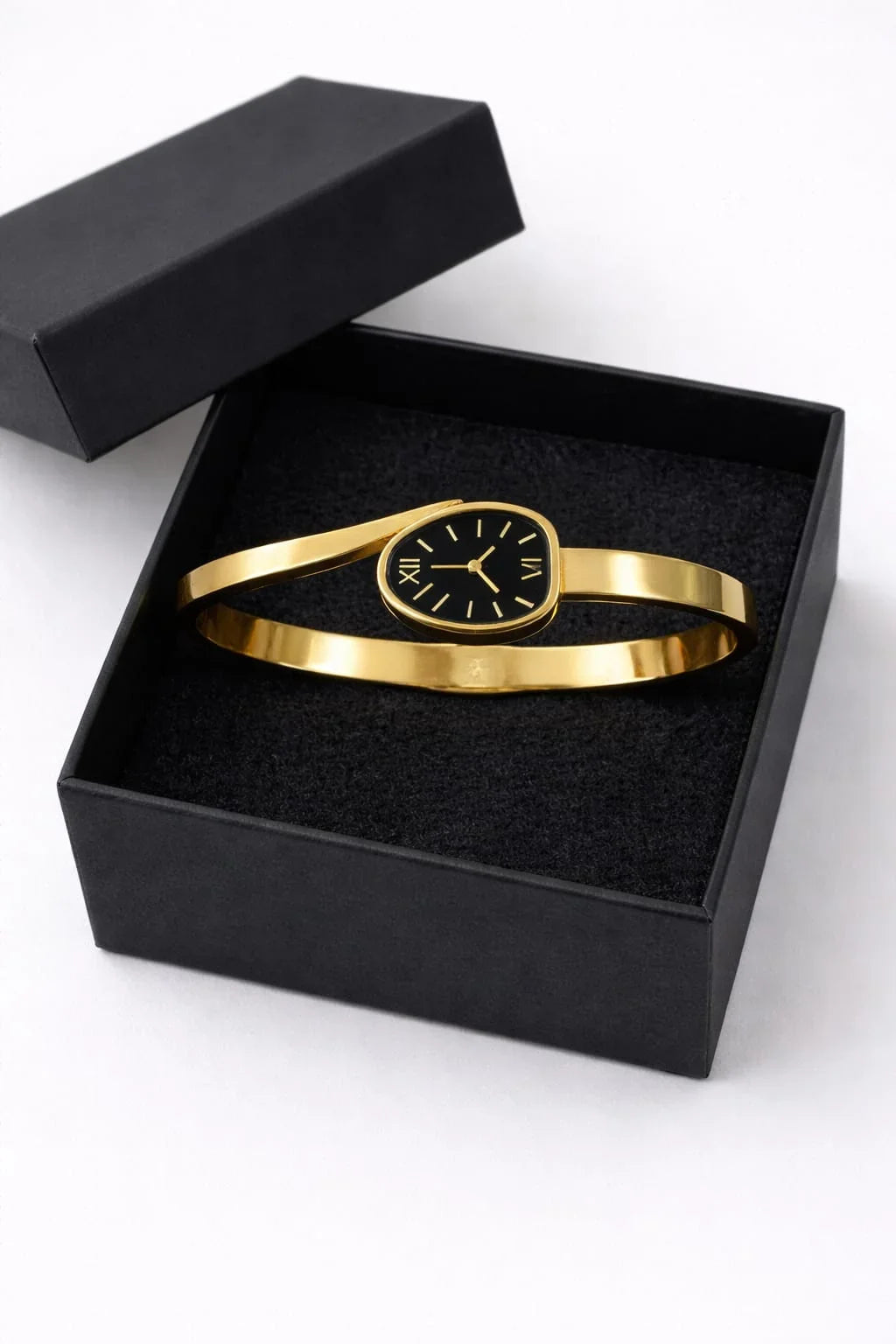 Elegant Gold Cuff Watch Bracelet