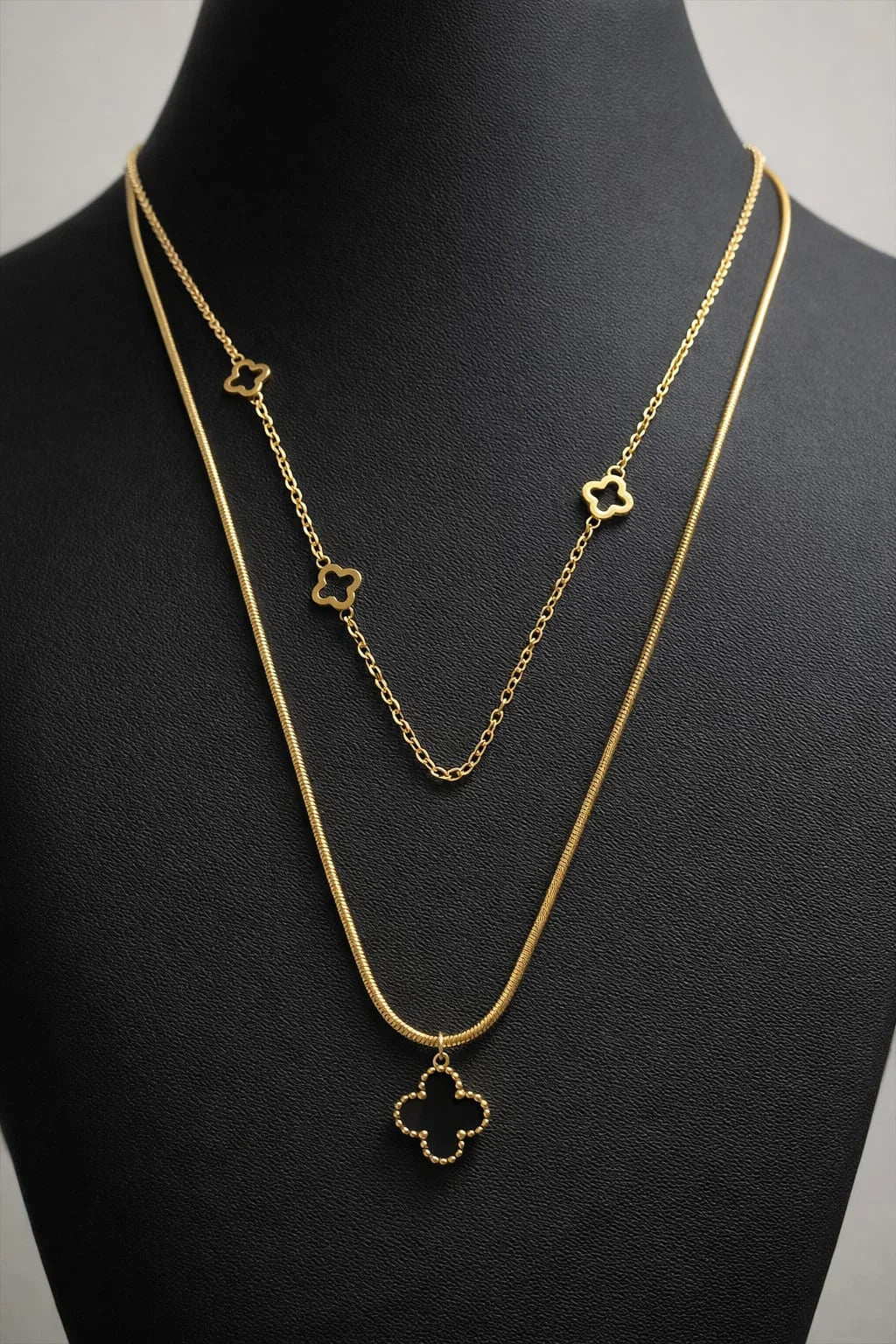 Black Clover Layered Gold Necklace