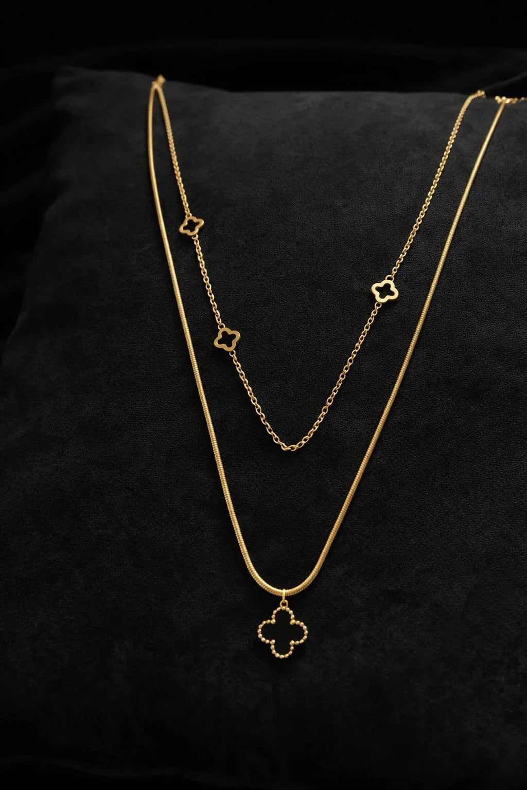 Black Clover Layered Gold Necklace