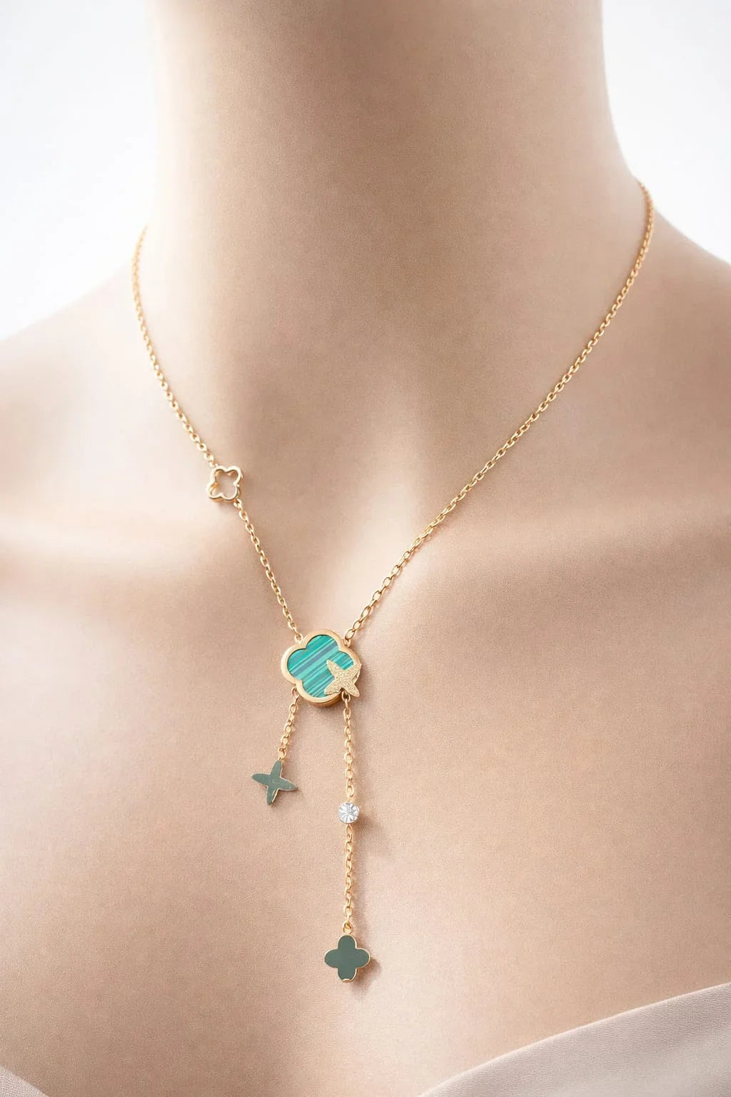 Emerald Clover Charm Necklace