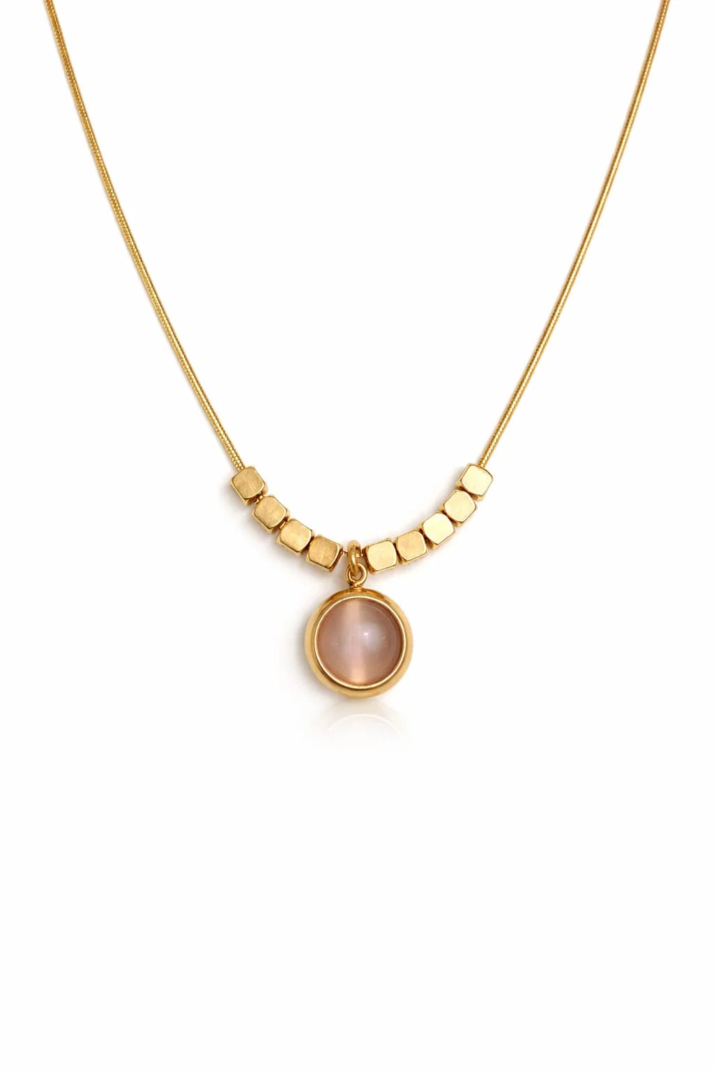 Golden Blush Stone Pendant Necklace