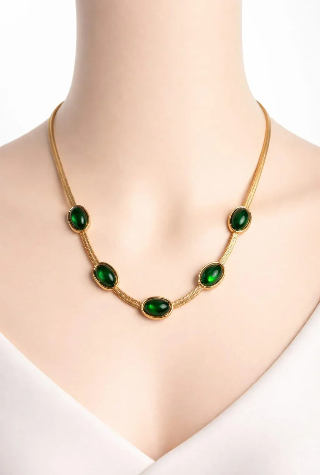 Golden Emerald Drop Necklace