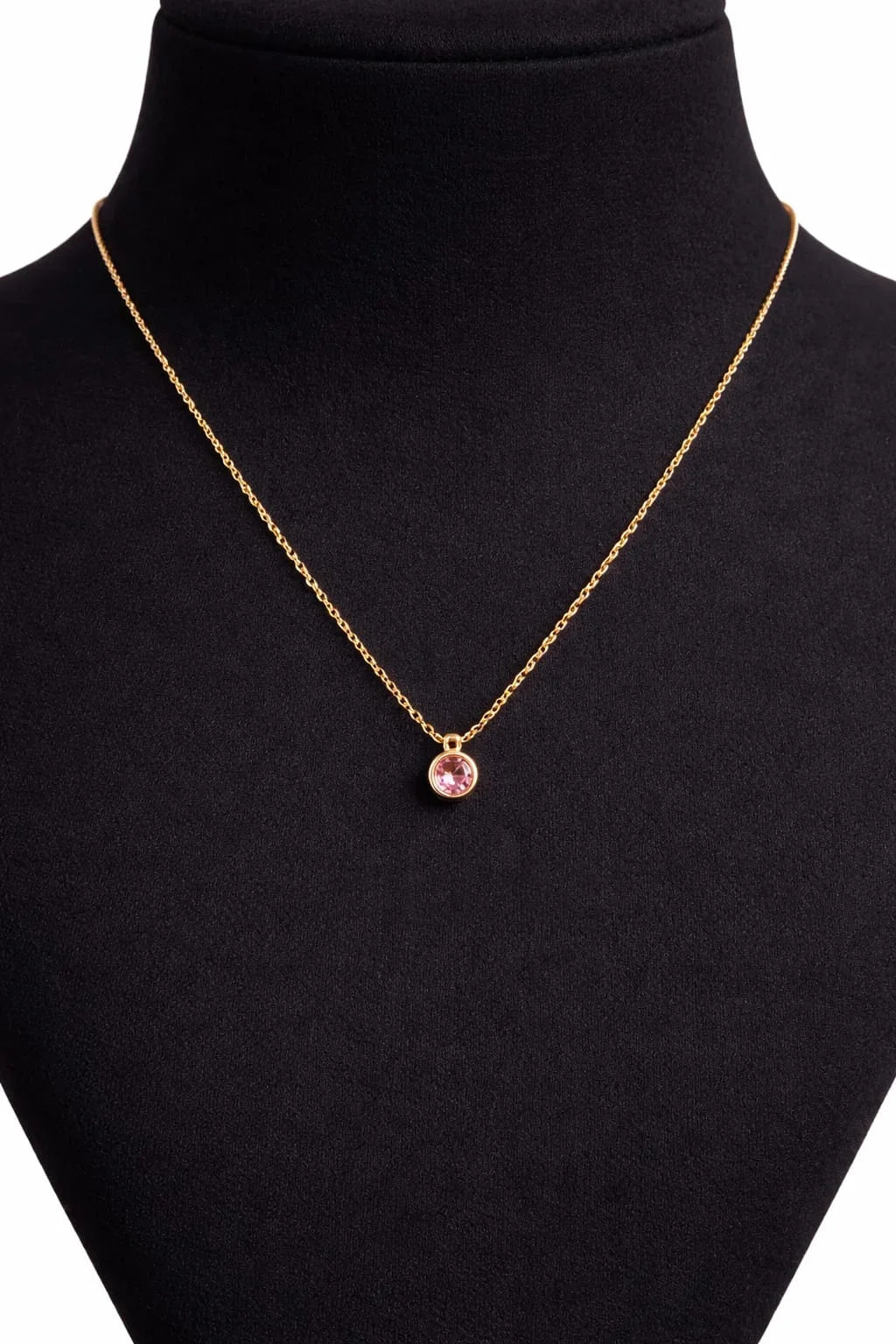 Pink Solitaire Gold Pendant Necklace