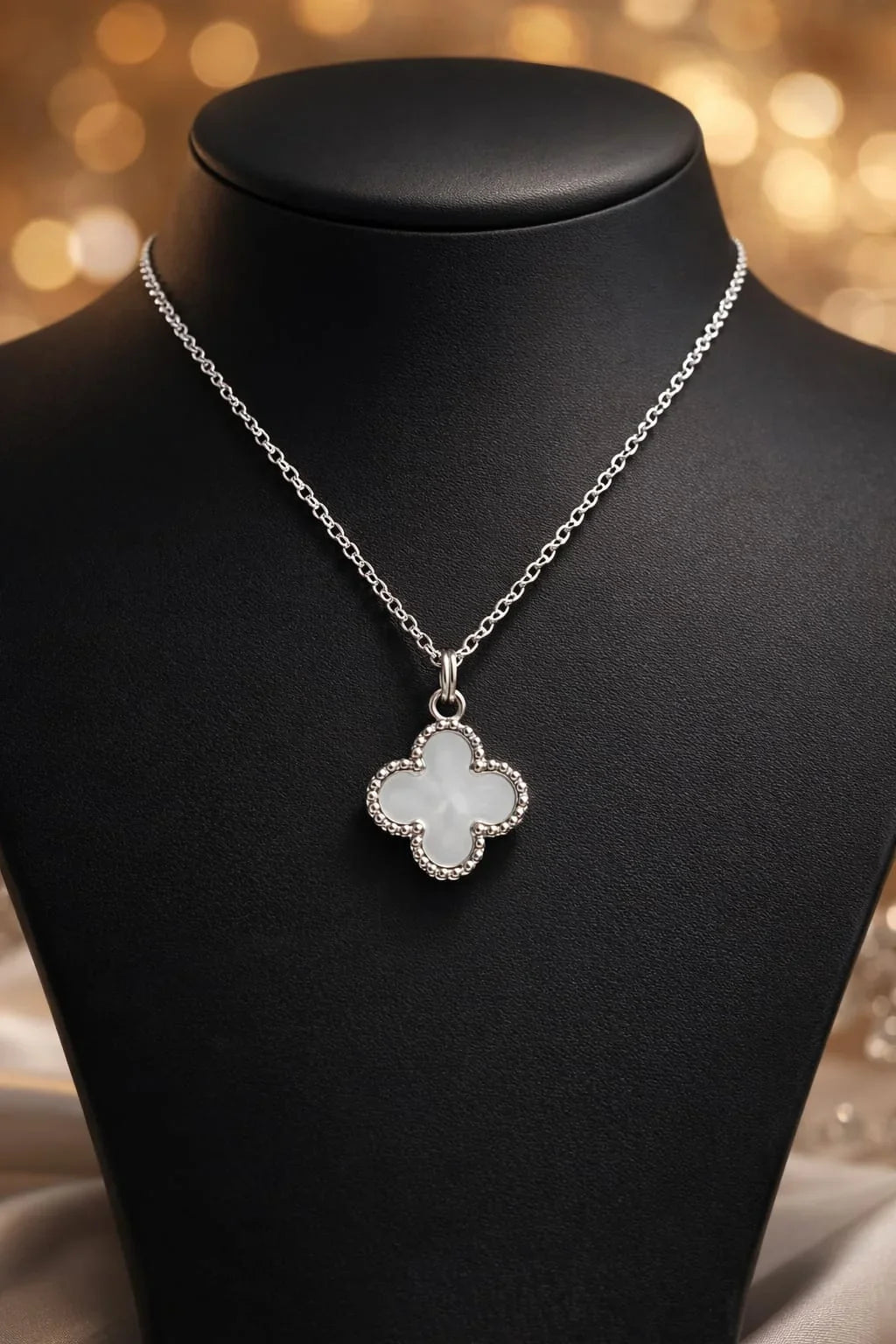 Silver Clover Charm Necklace