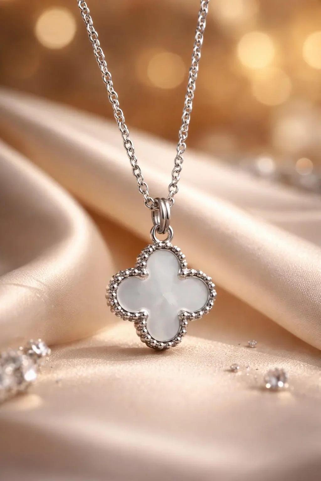Silver Clover Charm Necklace