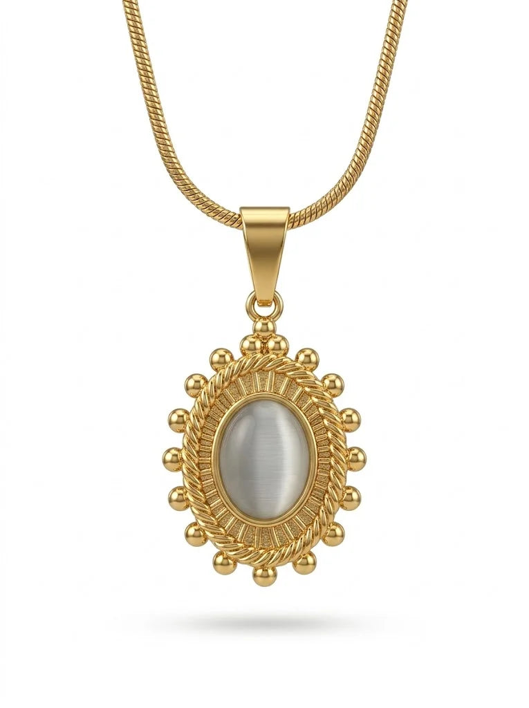 Vintage Sunburst Moonstone Necklace