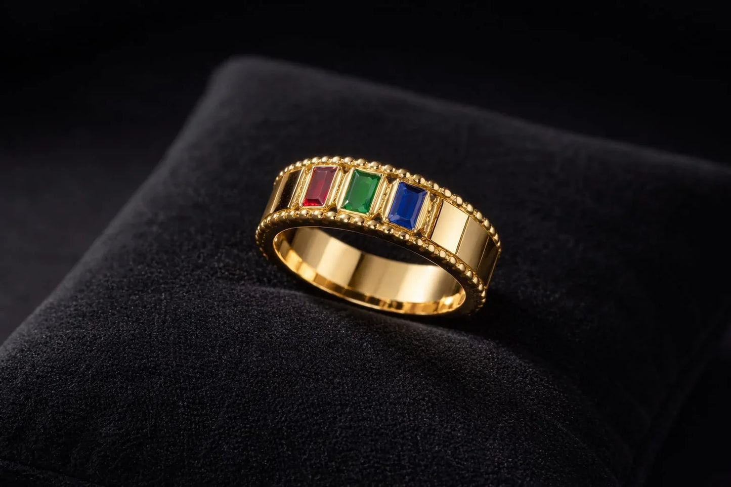 Trinity Gem Gold Ring