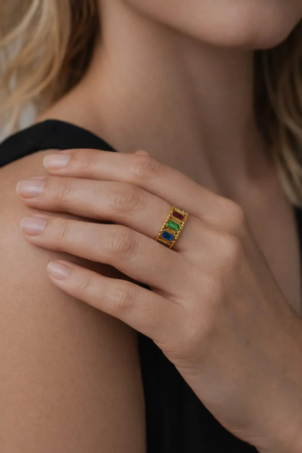 Trinity Gem Gold Ring